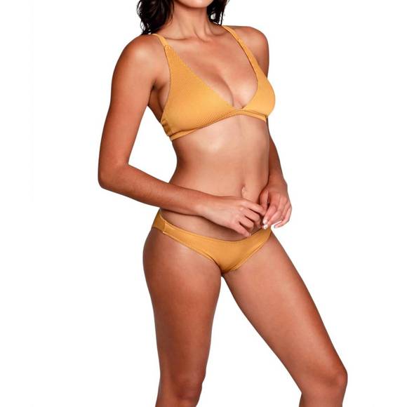 NEW SAUIPE rosie halter bikini top in ribbed gold - Picture 1 of 4